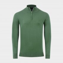 Weird Fish Men's Frederick 1/4 Zip Fine Knit Jumper, Green