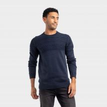 Weird Fish Men's Fahri Mixed Stitch Crew Neck Jumper, Blue