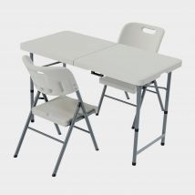 Home vida 4ft Folding Table & Set of 2 Folding Chairs, White