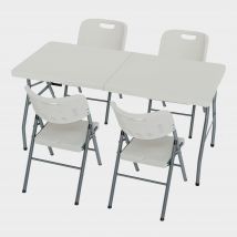 Home vida 5ft Folding Table & Set of 4 Folding Chairs, White