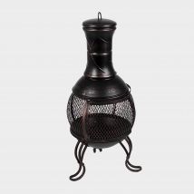 Fire vida Black And Gold Steel Chimnea, Black