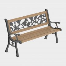 Garden vida 3 Seater Wooden Garden Bench, Rose Style, Brown