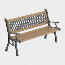 Garden vida 3 Seater Wooden Garden Bench, Cross Style, Brown