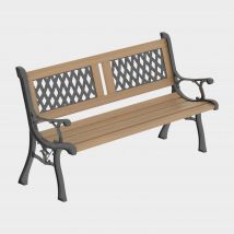 Garden vida 3 Seater Wooden Garden Bench, Twin Cross Style, Brown