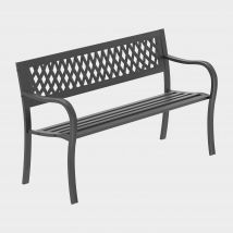 Garden vida 3 Seater Steel Garden Bench, Lattice Style, Black