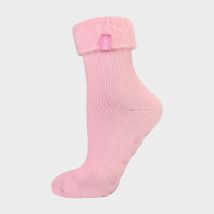 THMO Women's Soft Plush Lined Slipper Bed Socks - 1 Pack, Pink