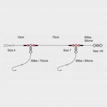 TRONIX 2Hook 1Up 1Down Rig (Size 1/0), Silver