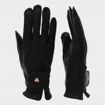Aubrion Leather Riding Gloves, Black