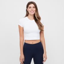 SWEATY BETTY Athlete Crop Seamless Gym T-Shirt, White