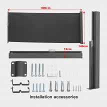 Breeins Outdoor Retractable Side Awning Sunshade Blind - XL, Grey