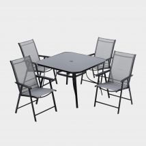 Breeins Garden Square Table and Chairs Bistro Set, Black