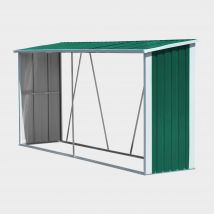 Breeins Galvanized Steel Pent Log Storage Shed Garden Firewood Stacking Cabin House, Green