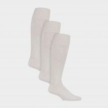 COUNTRY PURSUIT Men's Fisherman Socks Long Wool Boot Socks - 3 Pack, White