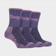 Jeep Women's Cotton Cushioned Hiking Socks - 3 Pack, Purple