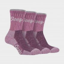 Jeep Women's Cotton Cushioned Hiking Socks - 3 Pack, Pink
