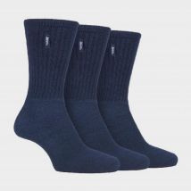 Jeep Men's Vintage Cotton Cushioned Hiking Boot Socks - 3 Pack, Blue