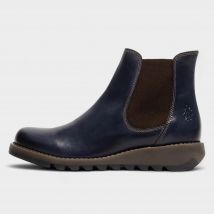 fly london Women's Salv Chelsea Leather Ankle Wedge Heel Boots, Blue
