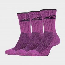 Storm Bloc Women's Cushion Sole Outdoor Cotton Rich Hiking Boot Socks - 3 Pack, Pink