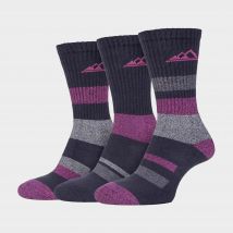 Storm Bloc Women's Anti Blister Cotton Hiking Socks With Padded Sole - 3 Pack, Grey