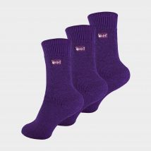 THMO Kids' Kids Thermal Socks | Ribbed Soft Top Fleece Fluffy Inner Warm Socks - 3 Pack, Purple