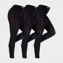 THMO Women's 3 Pack Multipack WoBlack Thermal Footless Leggings, Winter Tights, Black
