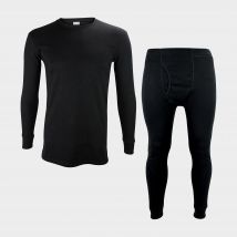 THMO Mens Thermal Underwear Set | Fleece Lined Top & Long Johns Set, Black