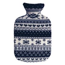 Sänger Wärmflasche 2l Strickbezug blau Norweger