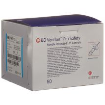BD Venflon Pro Safety Sicherheitsvenenverweilkatheter mit Zuspritzventil 22G 0.9x25mm blau