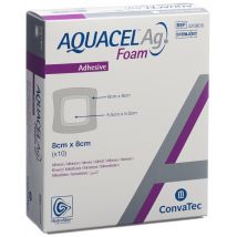 AQUACEL Ag Foam Schaumverband adhäsiv 8x8cm