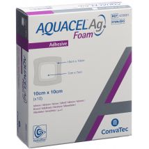 AQUACEL Ag Foam Schaumverband adhäsiv 10x10cm