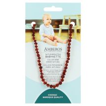 AMBEROS Natur Bernsteinkette Baby Baroque Cognac