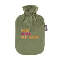 Fashy bouillotte 2l housse polaire vert broderie thermoplastique