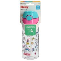 Nûby gobelet à paille en TRITAN Soft Straw avec bouton-pression 540ml Boy and Girl