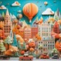 Square Puzzle - Paper Like - Townscape