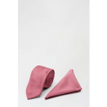 Men'S Dark Pink Tie And Square Set - One Size