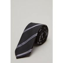Mens Black And Silver Grain Stripe Tie