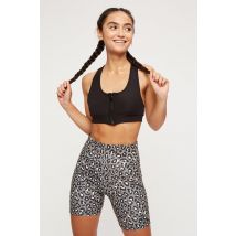 Womens Petite Green Leopard Active Cycling Shorts