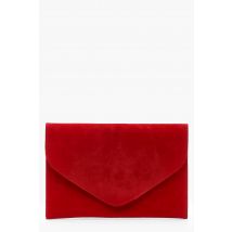 Pochette Style Enveloppe En Faux Daim - Rouge - One Size, Rouge