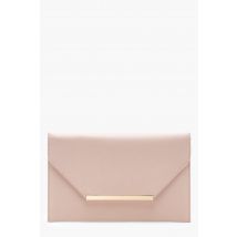 Pochette Style Enveloppe À Barre Mé"Tall"ique - Nude - One Size, Nude