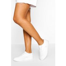 Ballerines Basiques En Toile À Lacets - Blanc - 36, Blanc