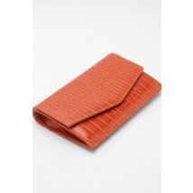 "Petite" Pochette Style Enveloppe Effet Croco - Orange - One Size, Orange