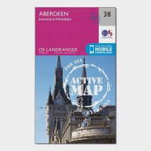 Ordnance Survey Landranger Active 38 Aberdeen, Inverurie & Pitmedden Map With Digital Version - Pink, Pink
