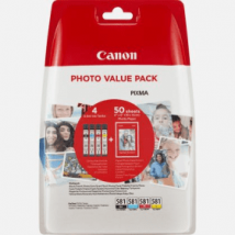 Canon CLI-581 BK/C/M/Y Ink Cartridge + Photo Paper Value Pack (Original)