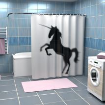 Einhorn Silhouette Duschvorhang - 180 x 200 cm Badewannen-Vorhang aus Polyester, 12 Haken zum Aufhängen, Anti-Schimmel und Wasserabweisend