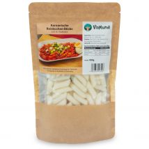 Koreanische Reiskuchen Reis Sticks für Tteok-bokki - Inkl. Broschüre mit bebilderten Kochrezepten und Videoanleitungen für würzige Reisnudel-Gerichte aus Korea - 1er Pack (400g)