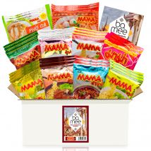 Ba-Mee Box mit 30 MAMA Nudelsuppen - Thailändische Instant Nudeln, zufällige Mischung aus 10 verschiedenen Geschmacksrichtungen und Sorten, inklusive Broschüre mit Rezept - Thailand Nudelmix Karton