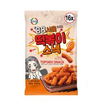 Surasang Topokki Snack (16 x 130 g) - Koreanische Tteokbokki Chips süß & scharf - Knuspriger Reiskuchen Streetfood Snack aus Korea