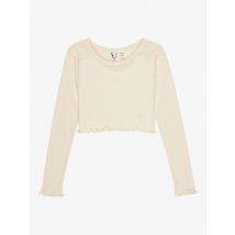 roxy | Hey Yeah Yeah Pointelle - T-shirt slim curta de manga comprida para raparigas 4-16 - Beige - 16