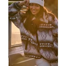 roxy | Feels Like Winter - Casaco de sherpa oversized com fecho para mulher - Marrom - M