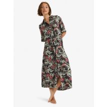 roxy | Island Escape Printed - Vestido midi com botões à frente e colarinho para mulher - Preto - L